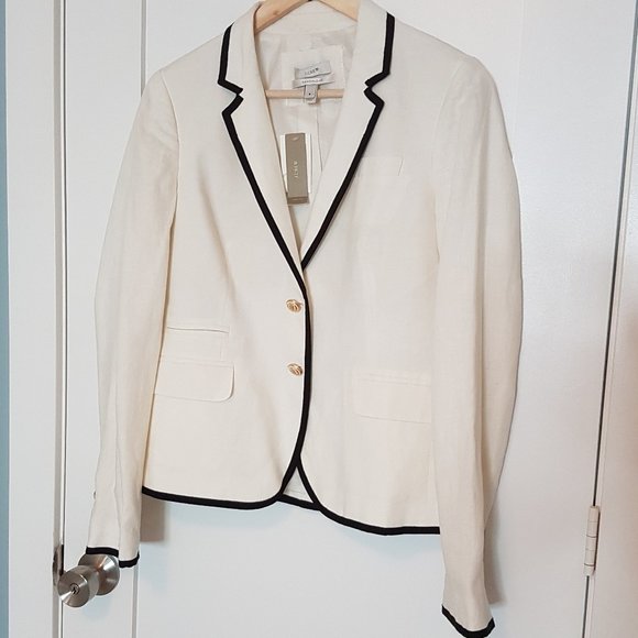 NWT J Crew Linen Tipped Schoolboy Blazer